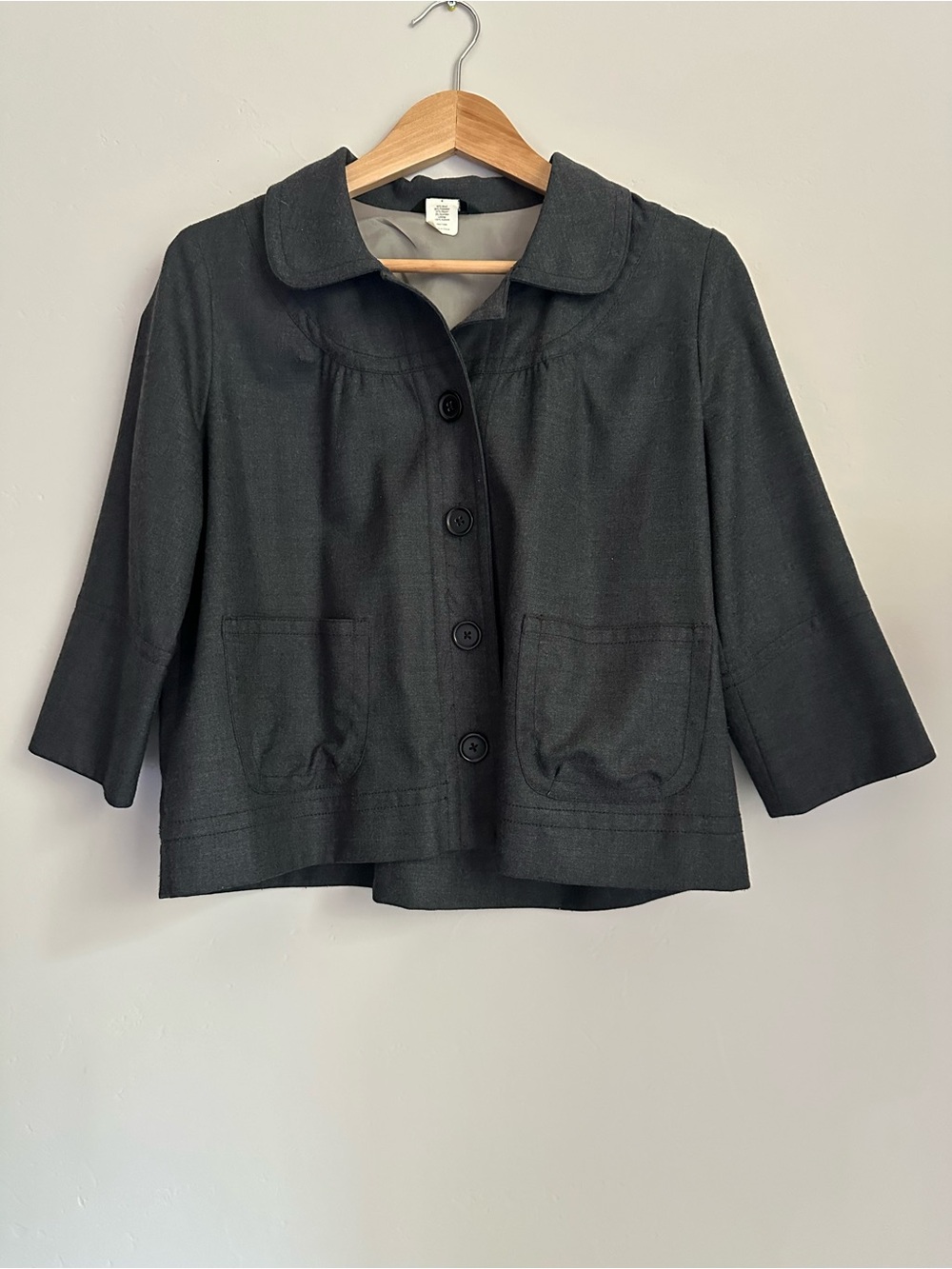 J. Crew gray Cropped Button-Front Girls Jacket